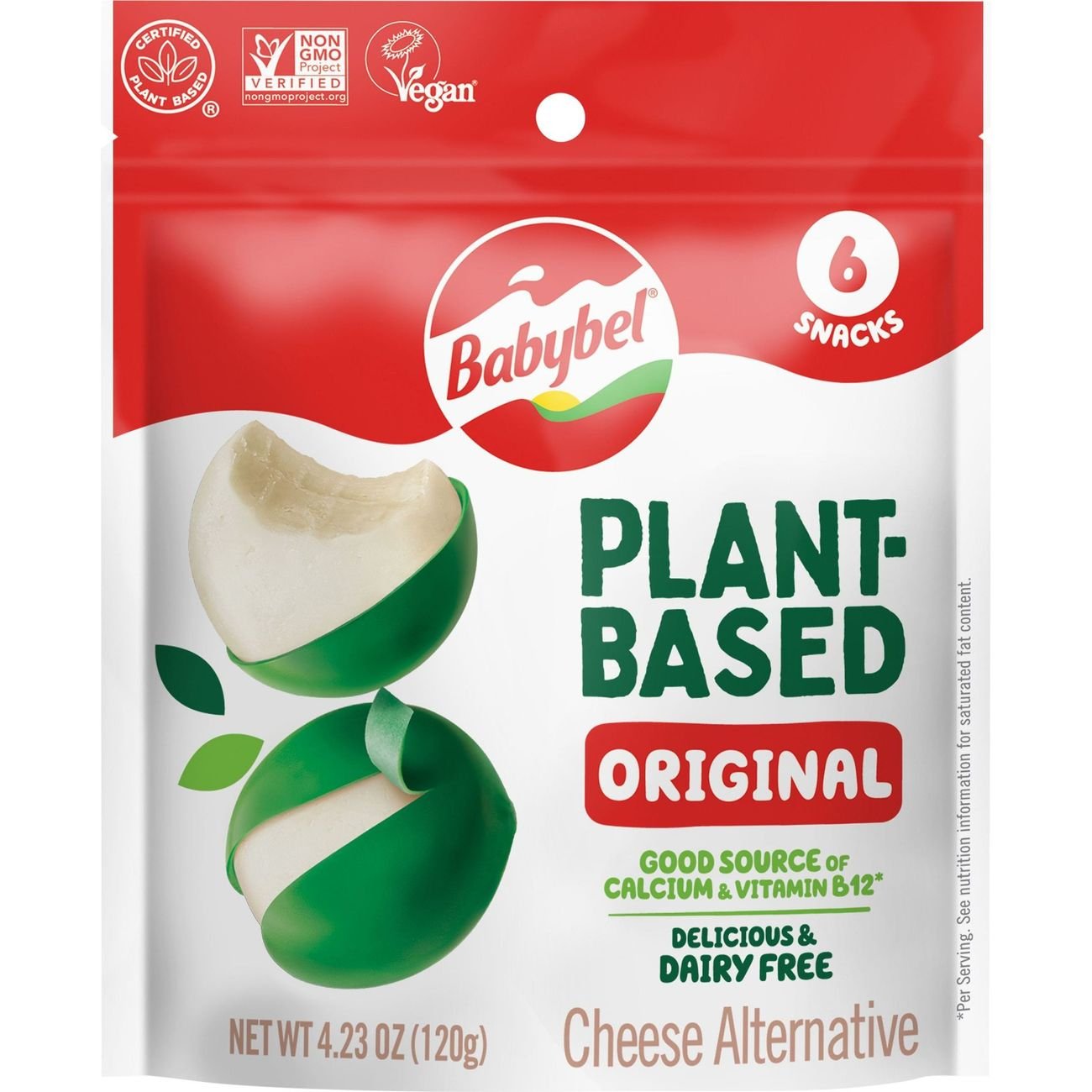 Babybel Plant-Based Vegan Snack Cheese Alternative - Original, 6ct, 4.23 oz