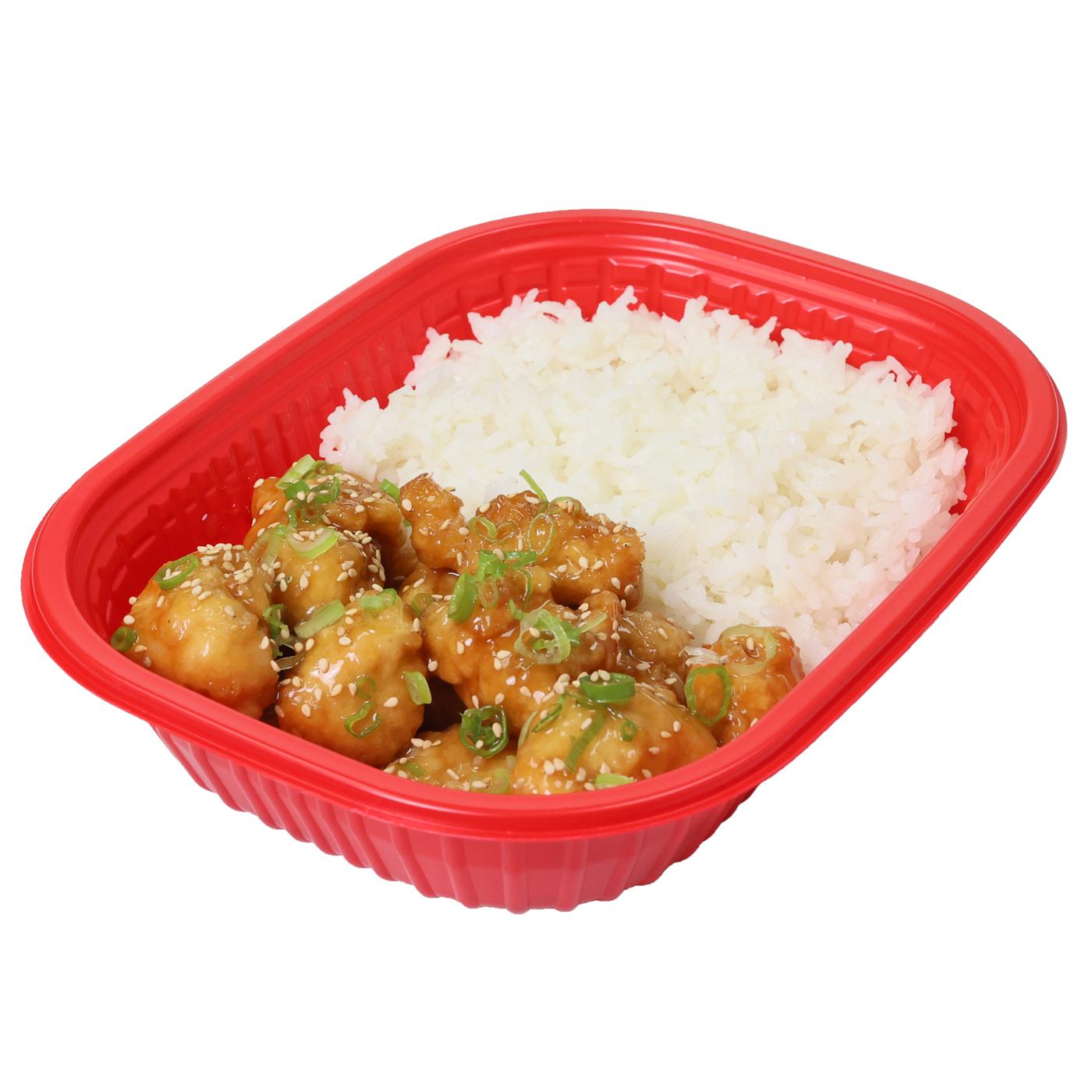 HEB Sushiya Honey Sesame Chicken & Rice Bowl Served Hot Shop