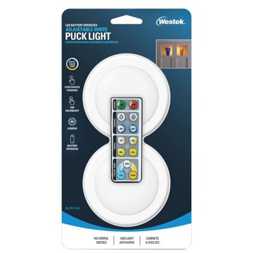 Westek Adjustable Puck Lights - White, 2 pk