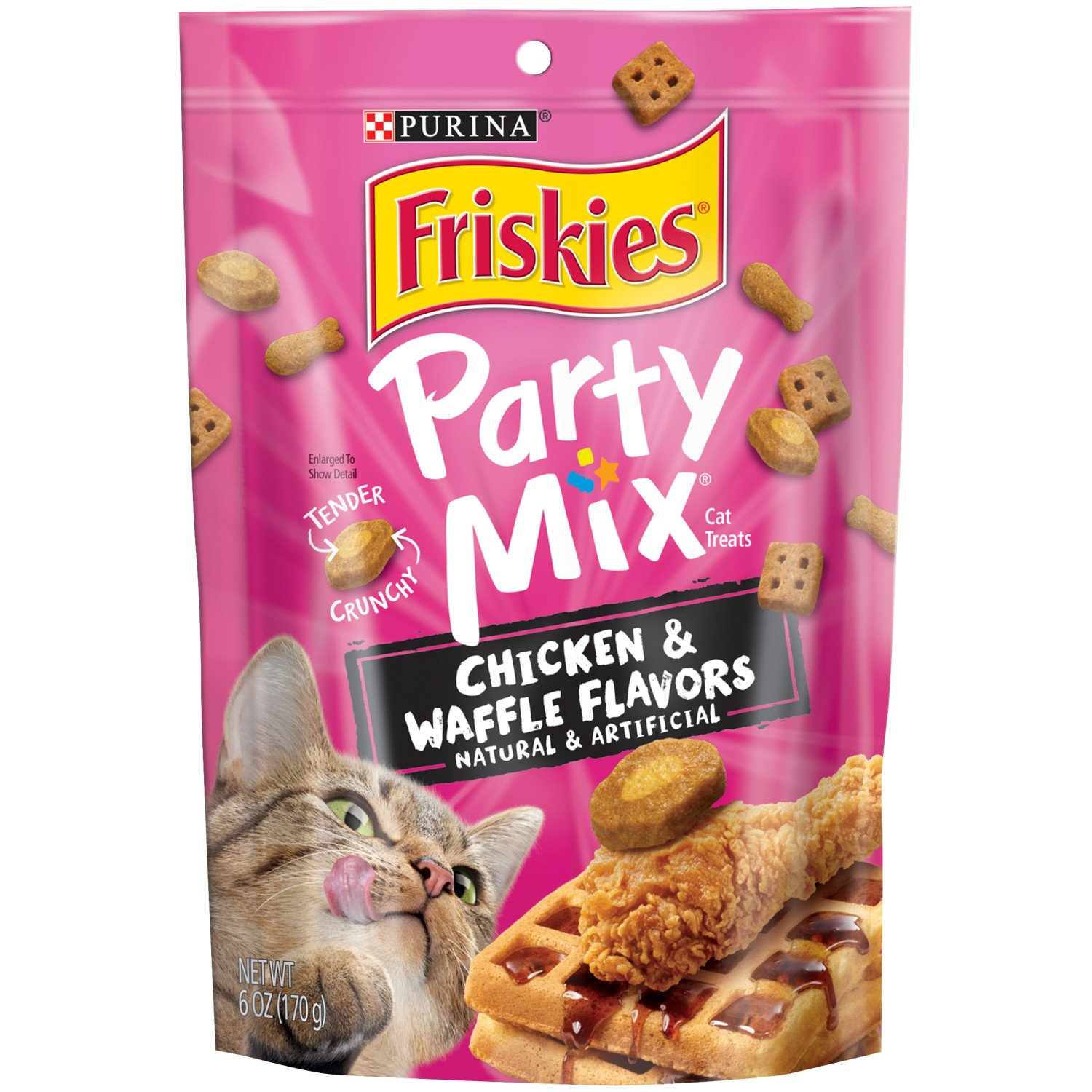 Friskies Purina Friskies Made in USA Facilities Cat Treats, Party Mix Chicken & Waffle Flavors
