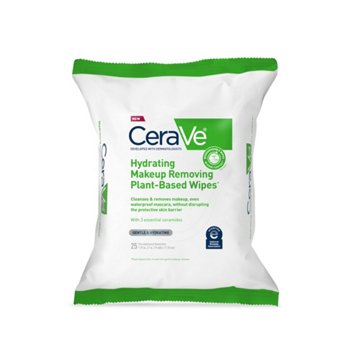 CeraVe Hydrating Makeup Removing Plant-Based Wipes, 25 ct