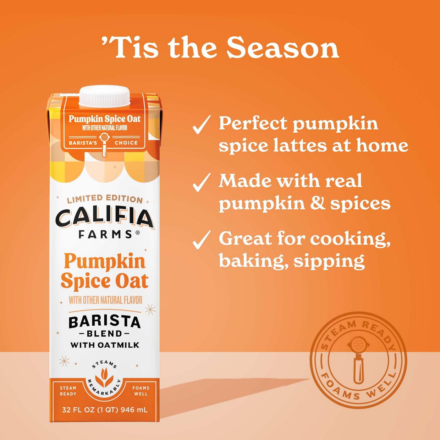 Califia Farms Pumpkin Spice Oat Milk Barista Blend Liquid Coffee Creamer; image 2 of 2