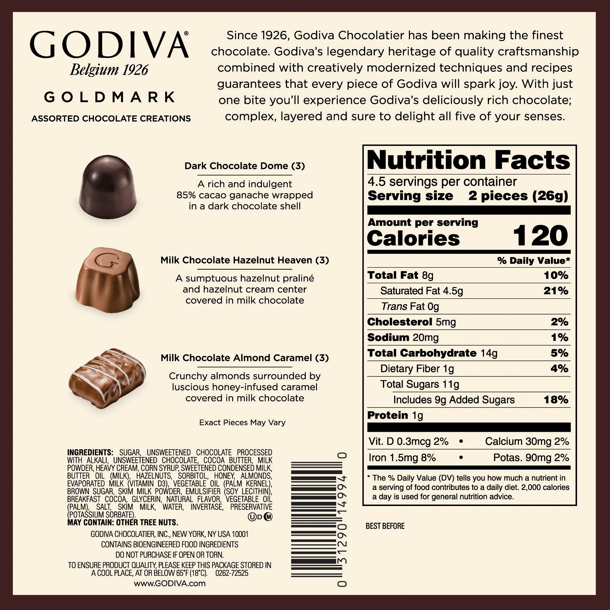 Godiva Goldmark Assorted Chocolate Creations Christmas Gift Box, 9