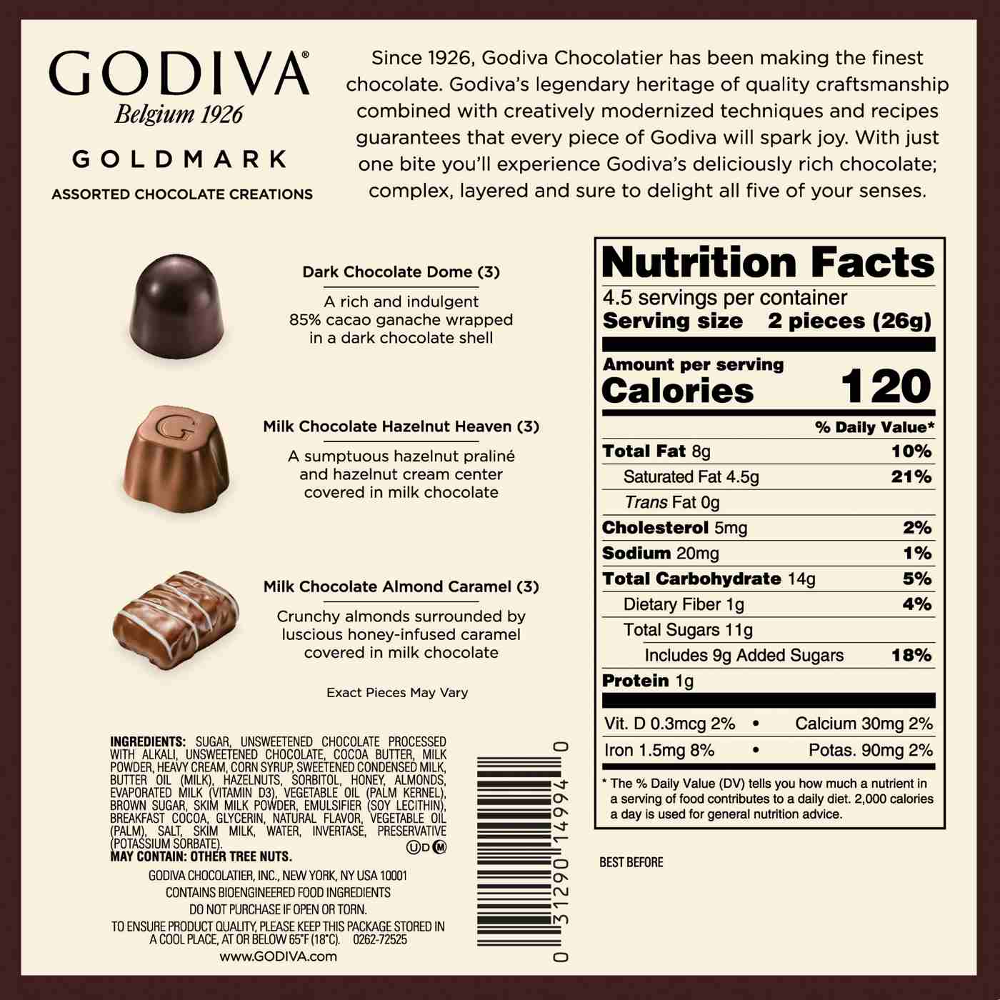 Godiva Goldmark Assorted Chocolate Creations Christmas Gift Box, 9 pc; image 2 of 2