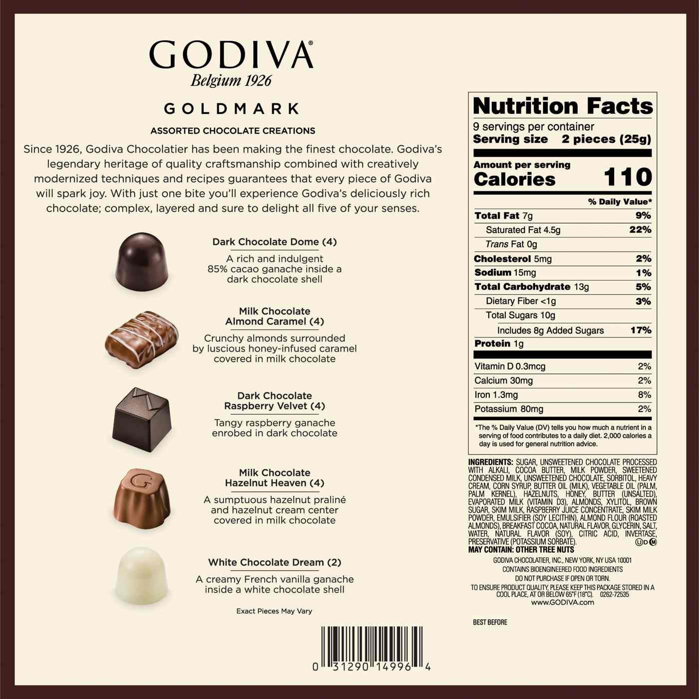 Godiva Goldmark Assorted Chocolate Creations Christmas Gift Box, 18 pc; image 2 of 2