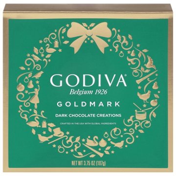 Godiva Goldmark Assorted Dark Chocolate Creations Christmas Gift Box, 9 pc