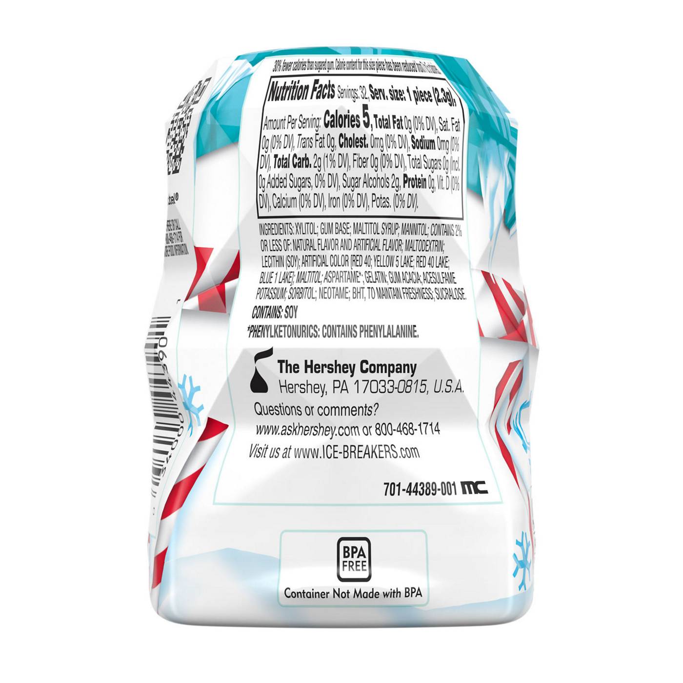 Ice Breakers Ice Cubes Snowman Candy Cane Sugar Free Gum Holiday Bottle; image 5 of 7