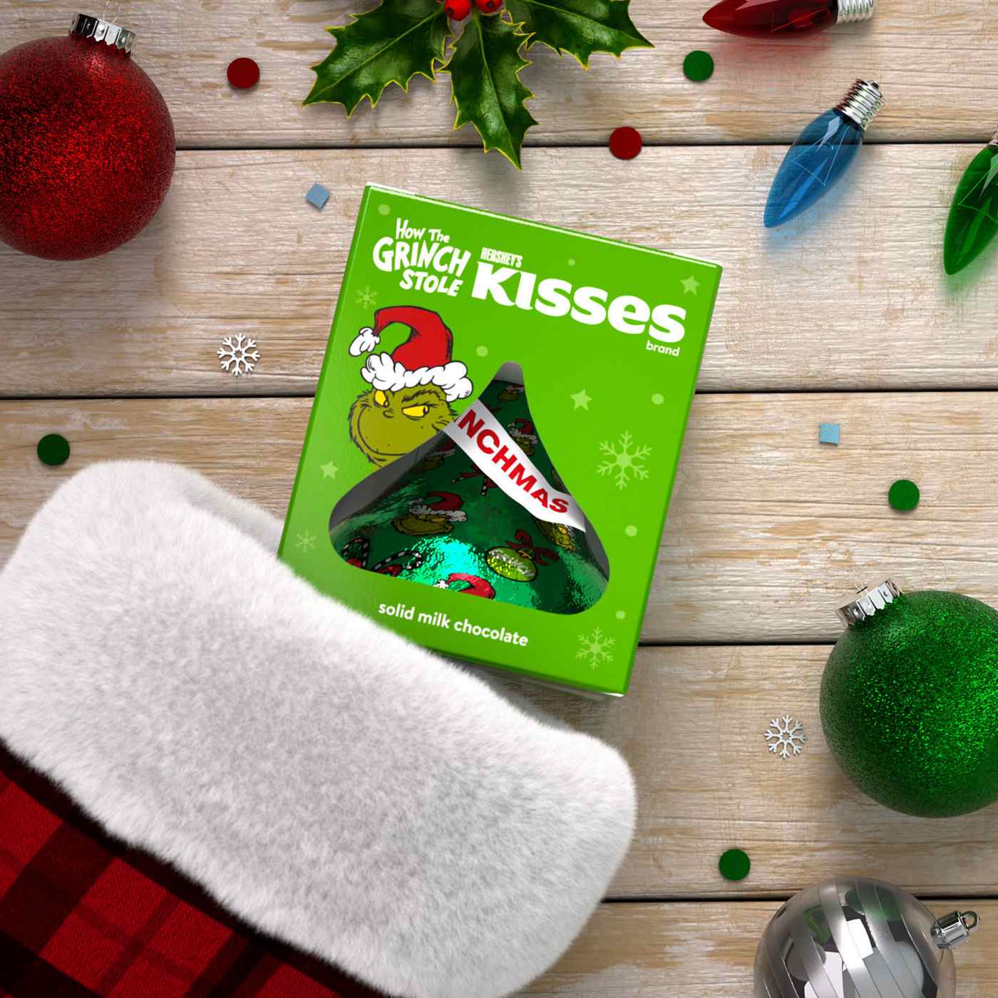 Hershey's Kisses Grinch Solid Milk Chocolate Christmas Candy; image 5 of 8