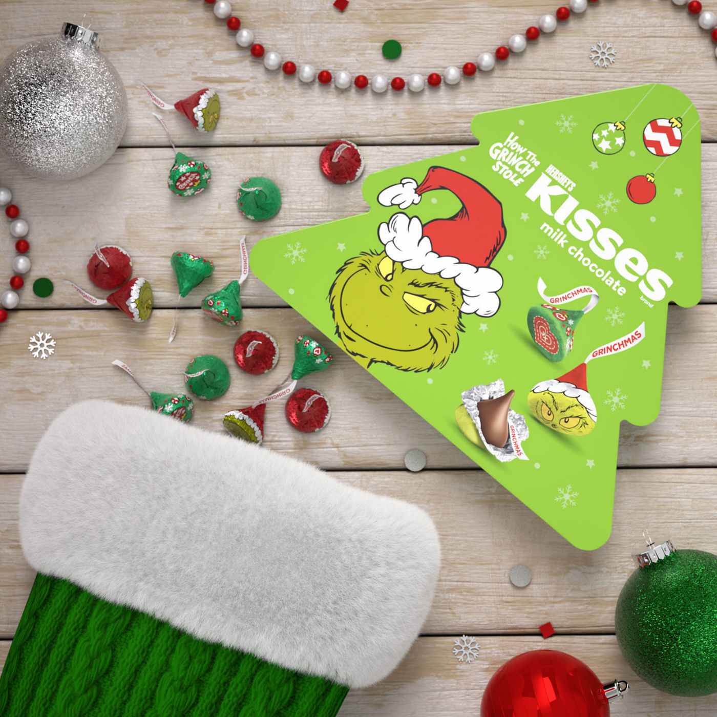 Hershey's Kisses Grinch Milk Chocolate Christmas Tree Candy Gift Box