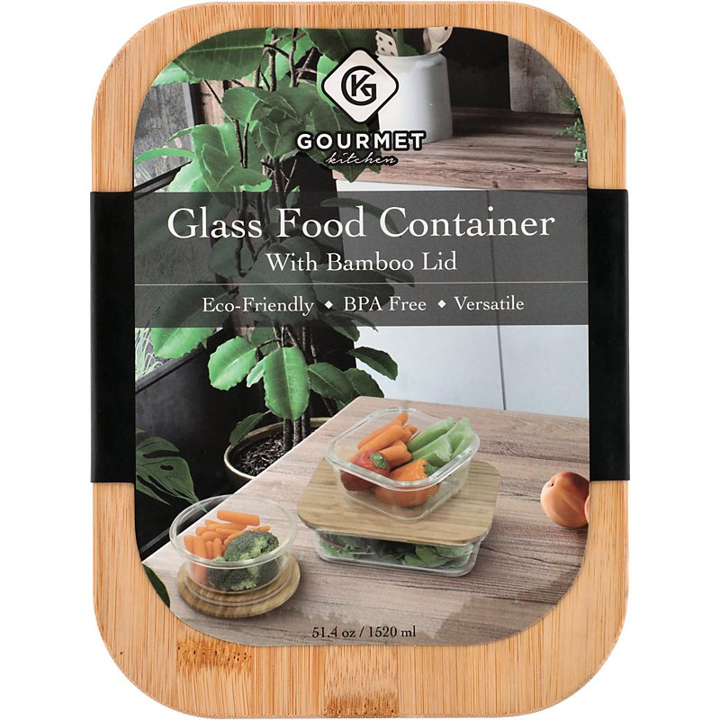 Gourmet Kitchen Rectangle Glass Food Storage with Bamboo Lid - Shop ...