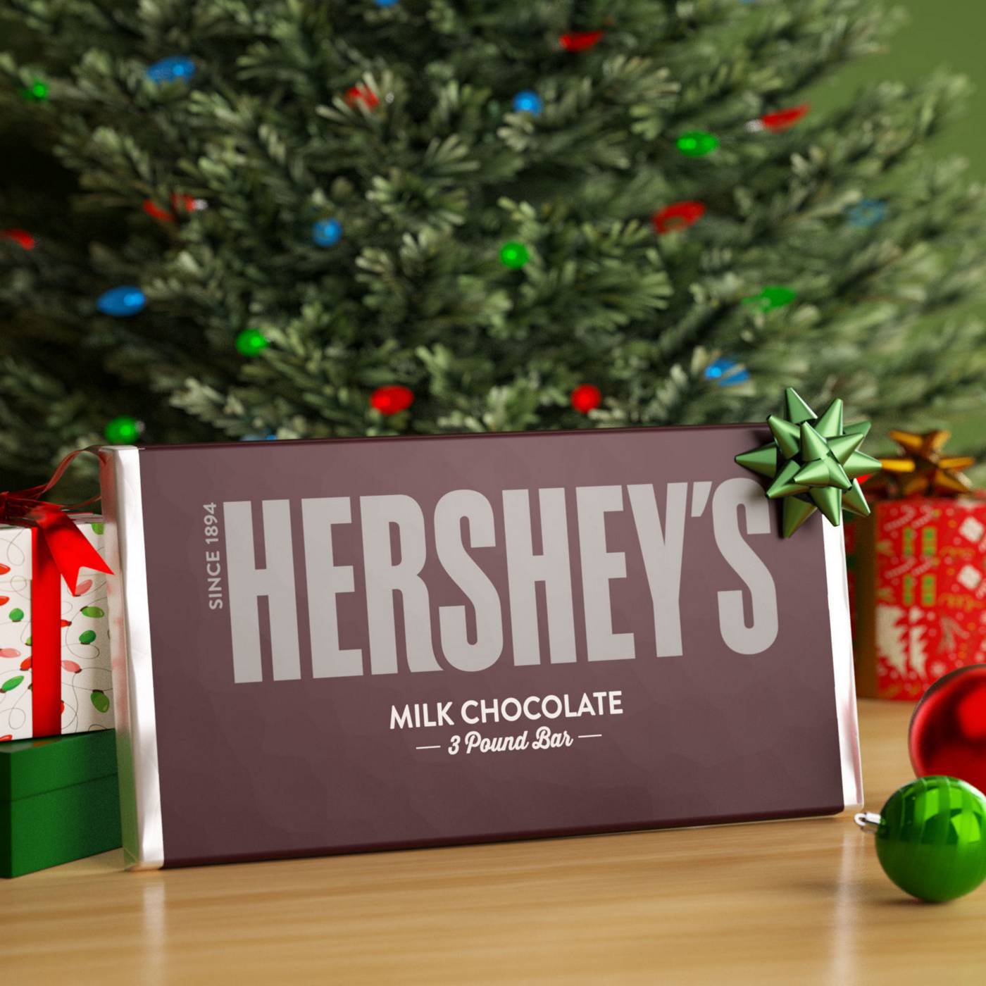 Hershey's Three Pound Milk Chocolate Christmas Candy Bar; image 5 of 8