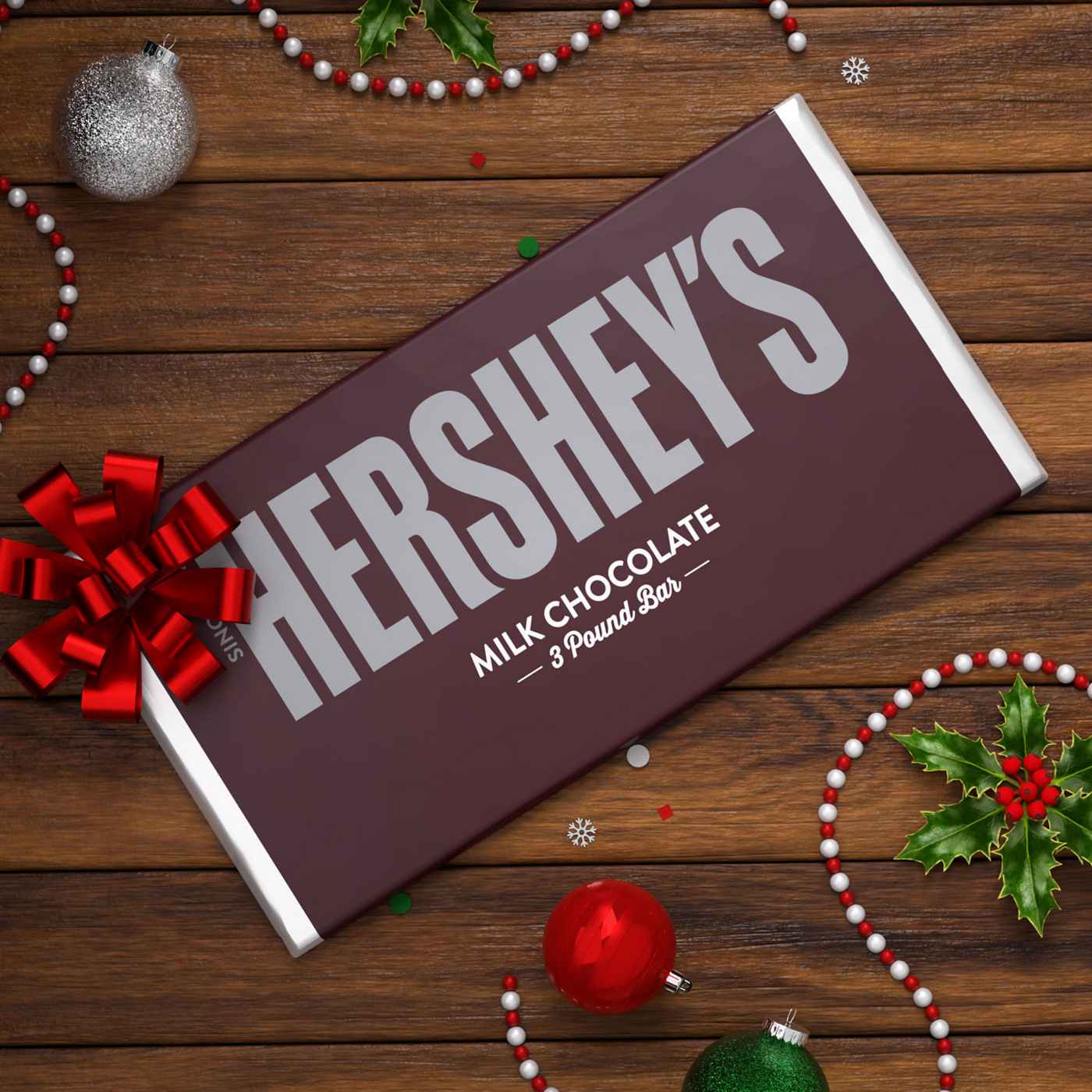 Hershey's Three Pound Milk Chocolate Christmas Candy Bar; image 6 of 8