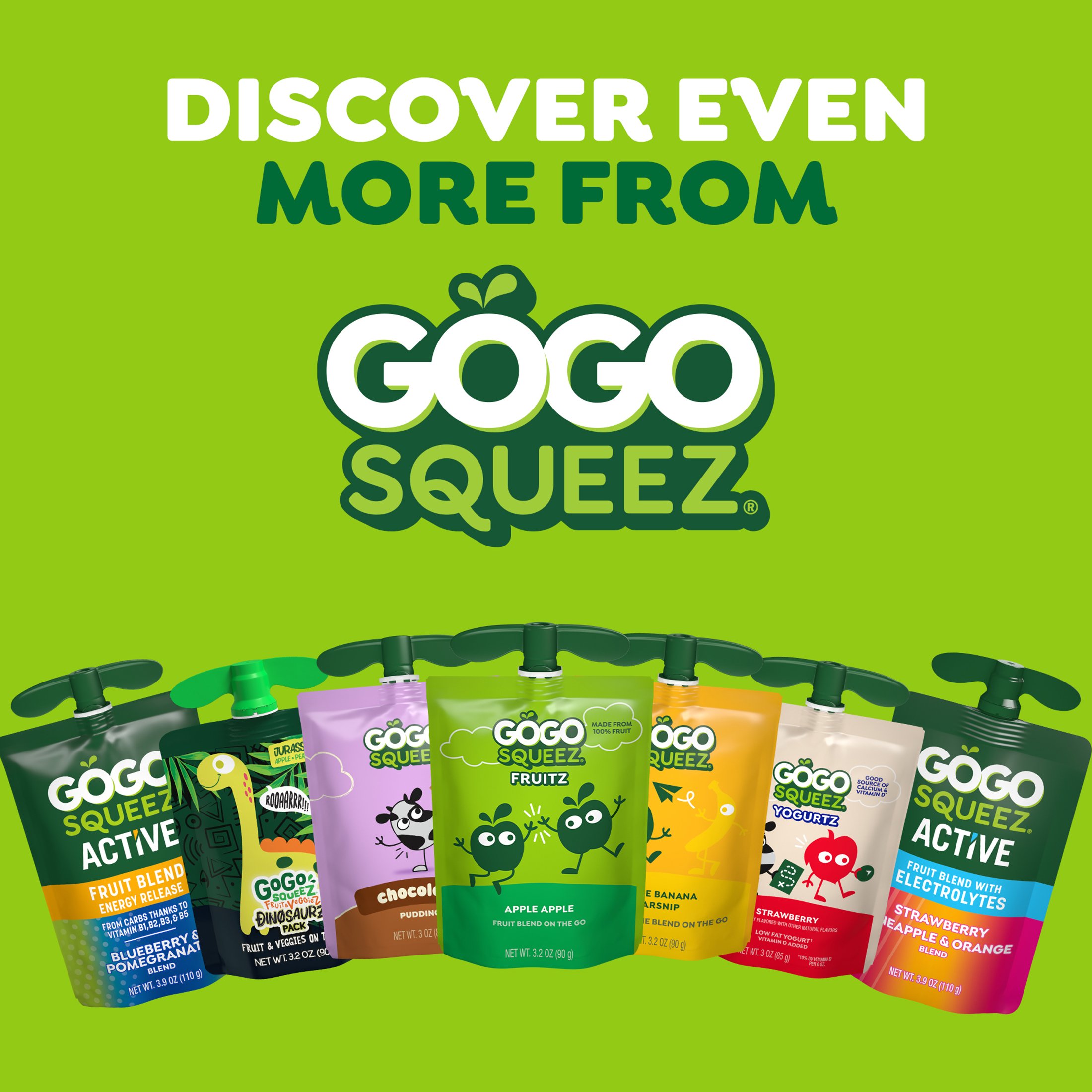 GoGo squeeZ Fruit & VeggieZ Dino Pear Peach Carrot Applesauce