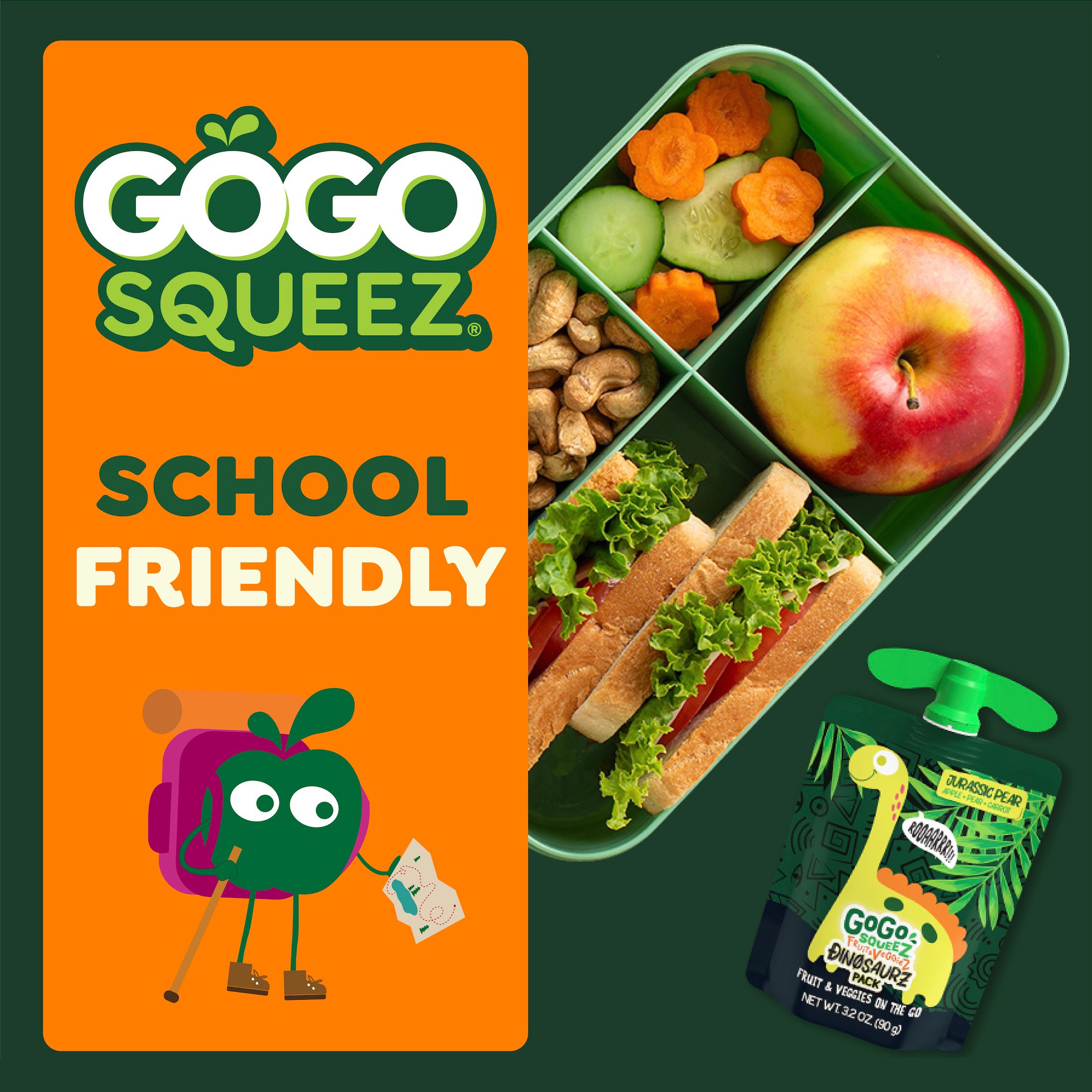 GoGo squeeZ Fruit & VeggieZ Dino Pear Peach Carrot Applesauce