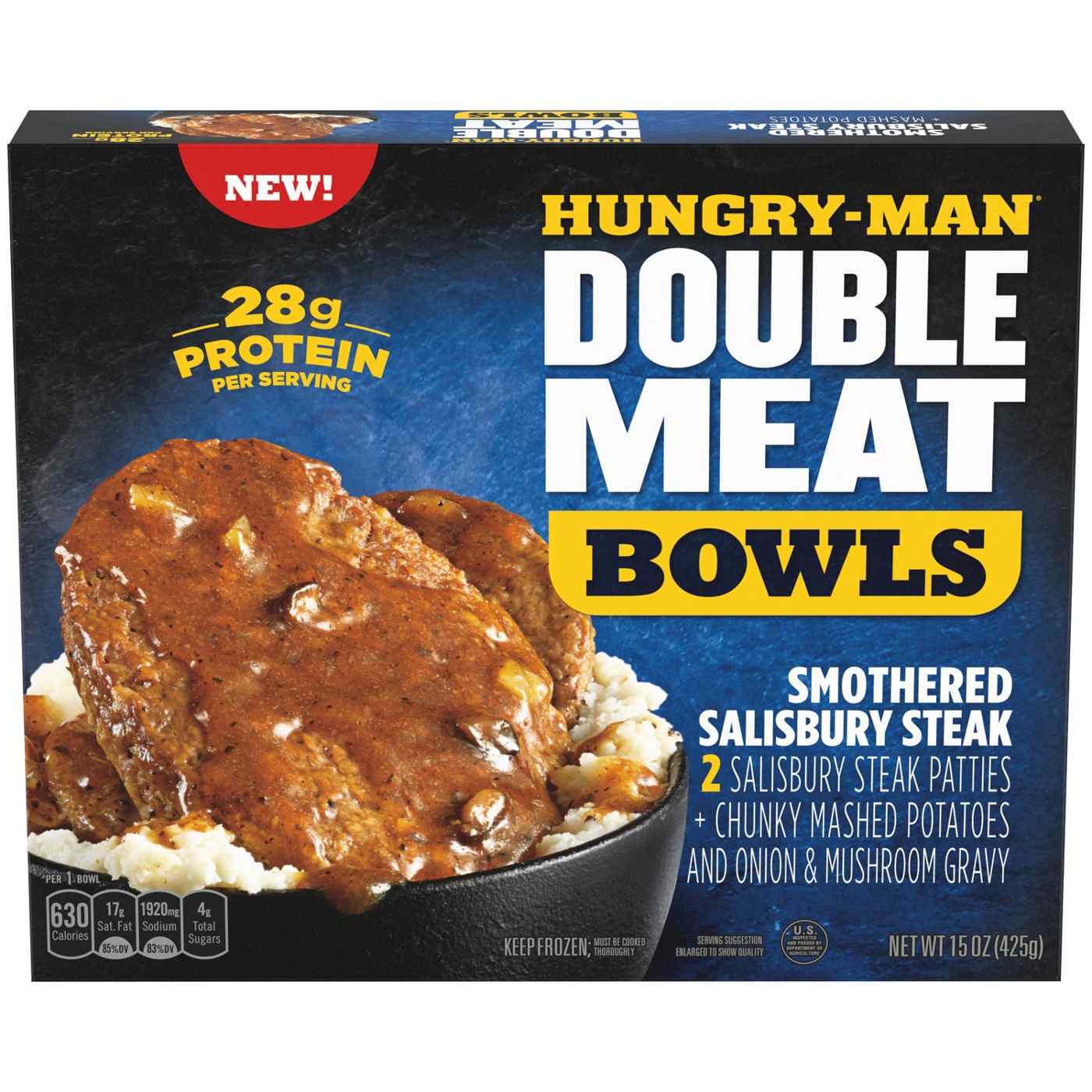 Hungry-Man Double Meat Bowls Smothered Salisbury Steaks Frozen Meal; image 1 of 7