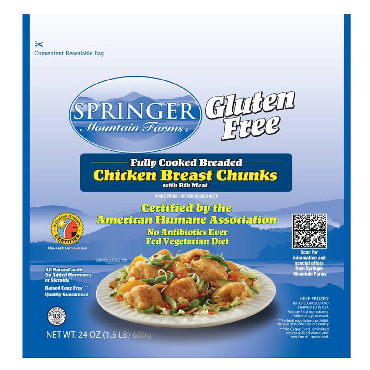 Springer Mountain Farms Fully Cooked Breaded Chicken Breast Chunks