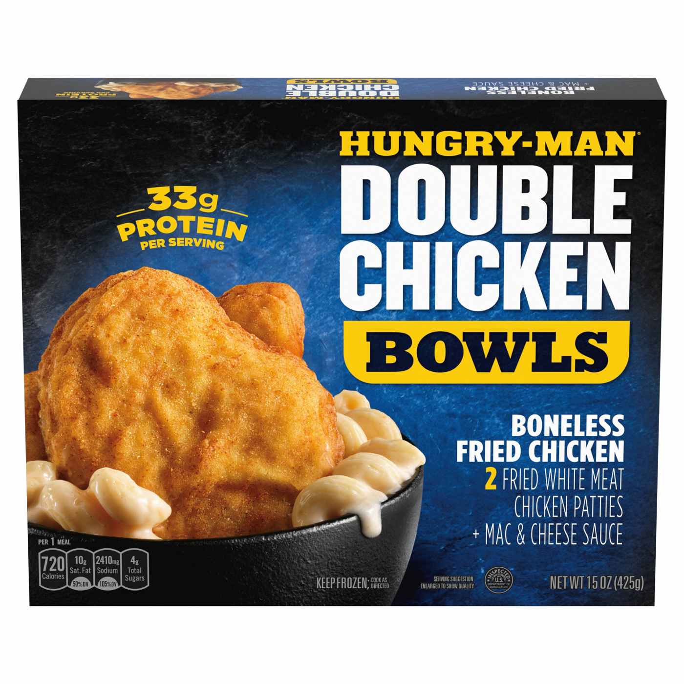 Hungry-Man Double Chicken Bowls Boneless Fried Chicken Patties Frozen Meal; image 1 of 7
