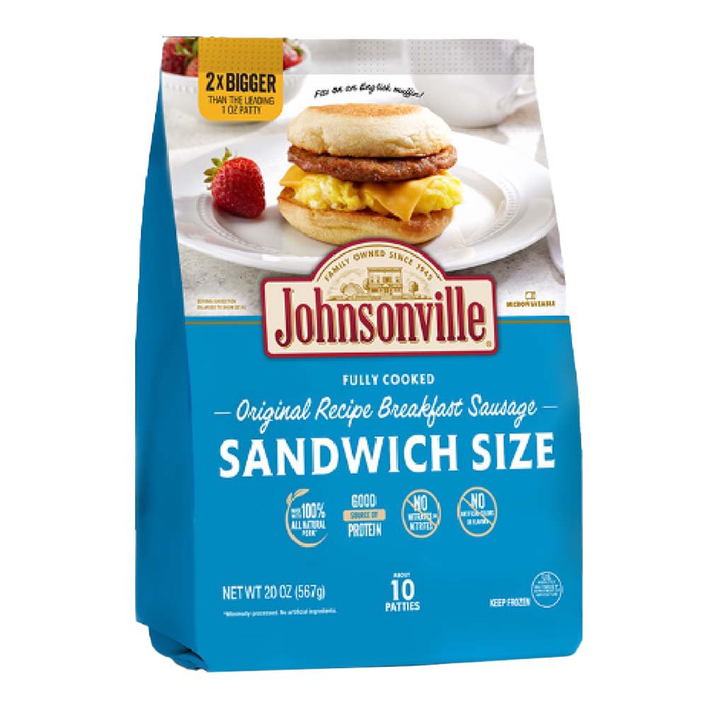 Johnsonville Frozen Pork Breakfast Sausage Patties Sandwich Size