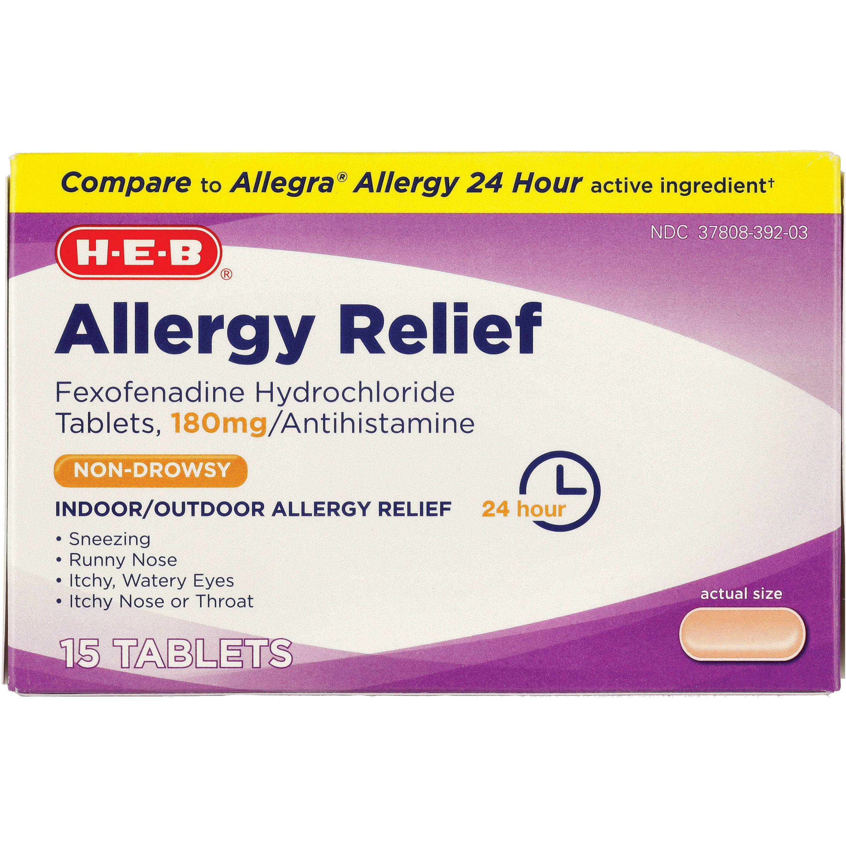 H-E-B Allergy Relief Fexofenadine 24-Hour Tablets – 180 Mg - Shop ...