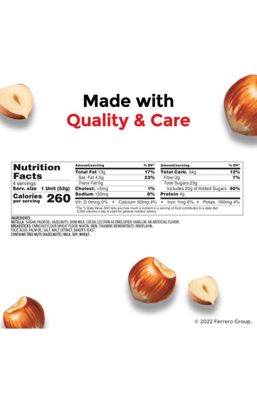 Nutella & Go Chocolate Hazelnut Spread with Breadsticks, Family Pack