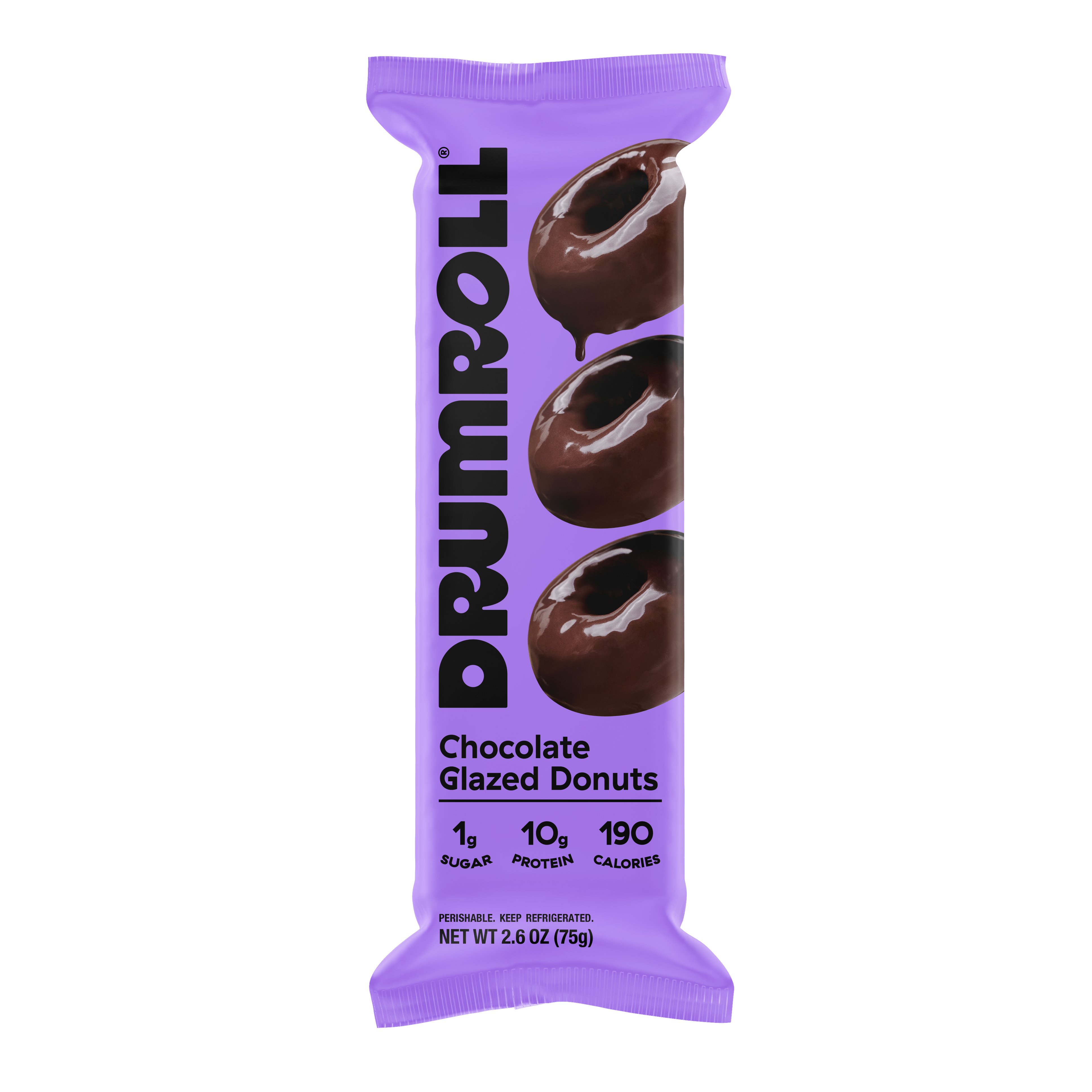 Drumroll 10g Protein Chocolate Glazed Donuts, 2.6 oz