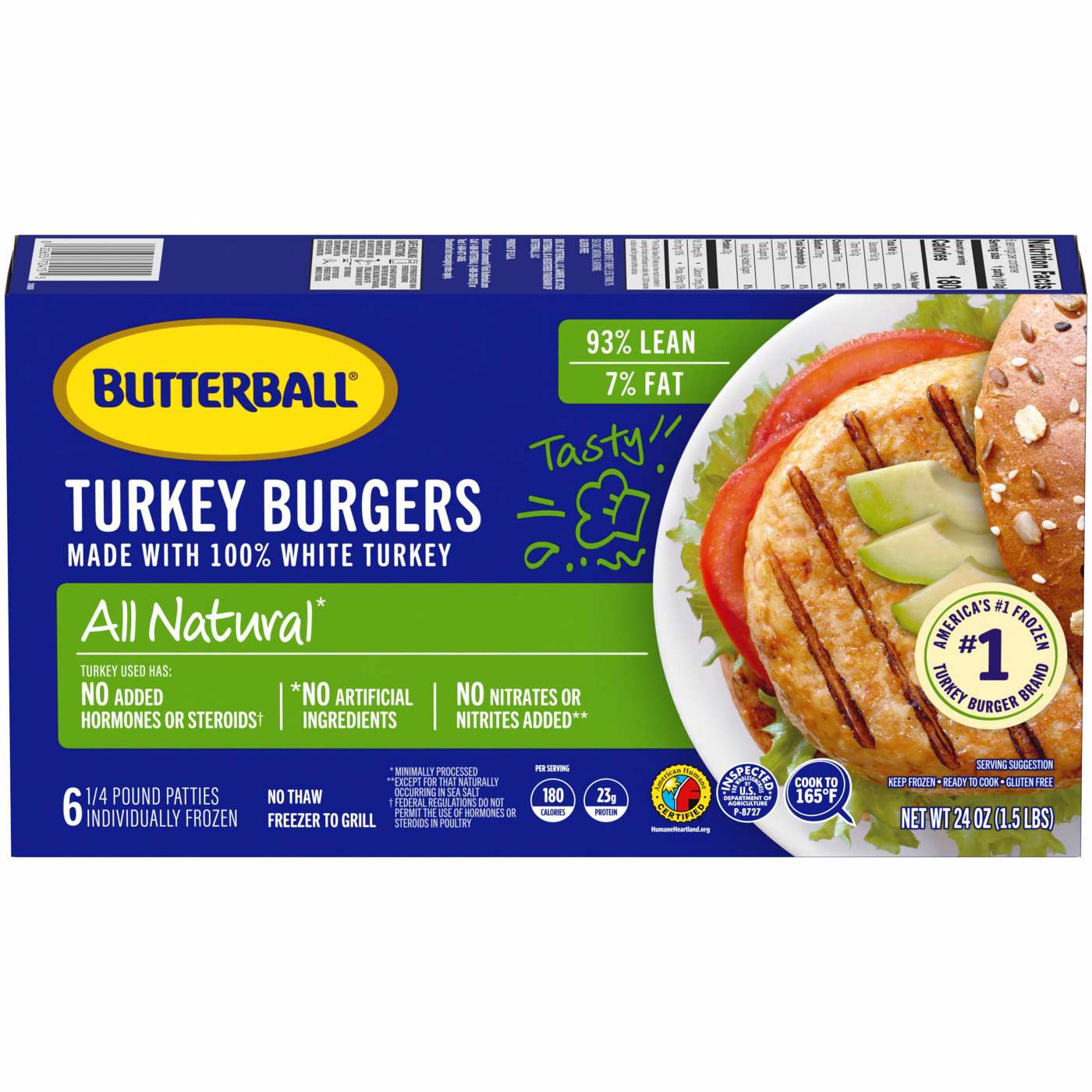 Butterball Frozen All Natural White Meat Turkey Burgers; image 1 of 6