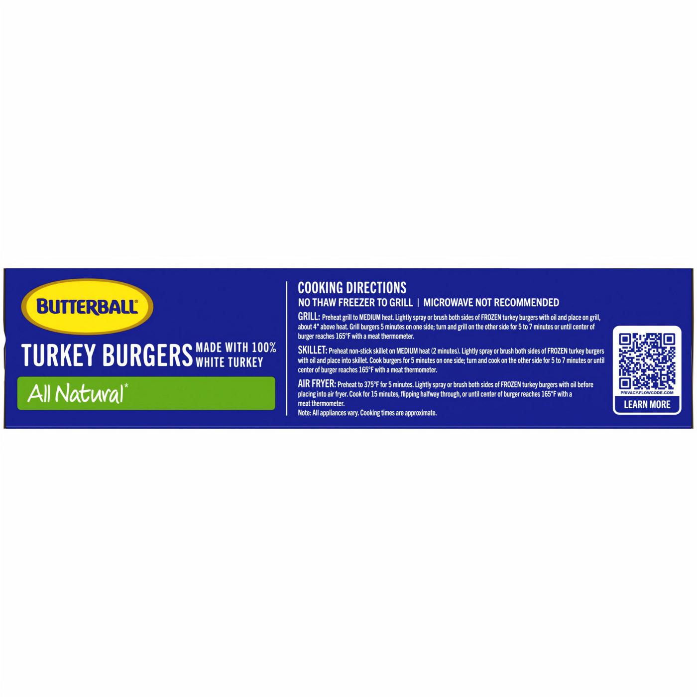 Butterball Frozen All Natural White Meat Turkey Burgers; image 2 of 6
