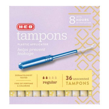 H-E-B Plastic Applicator Unscented Tampons – Regular Absorbency, 36 ct