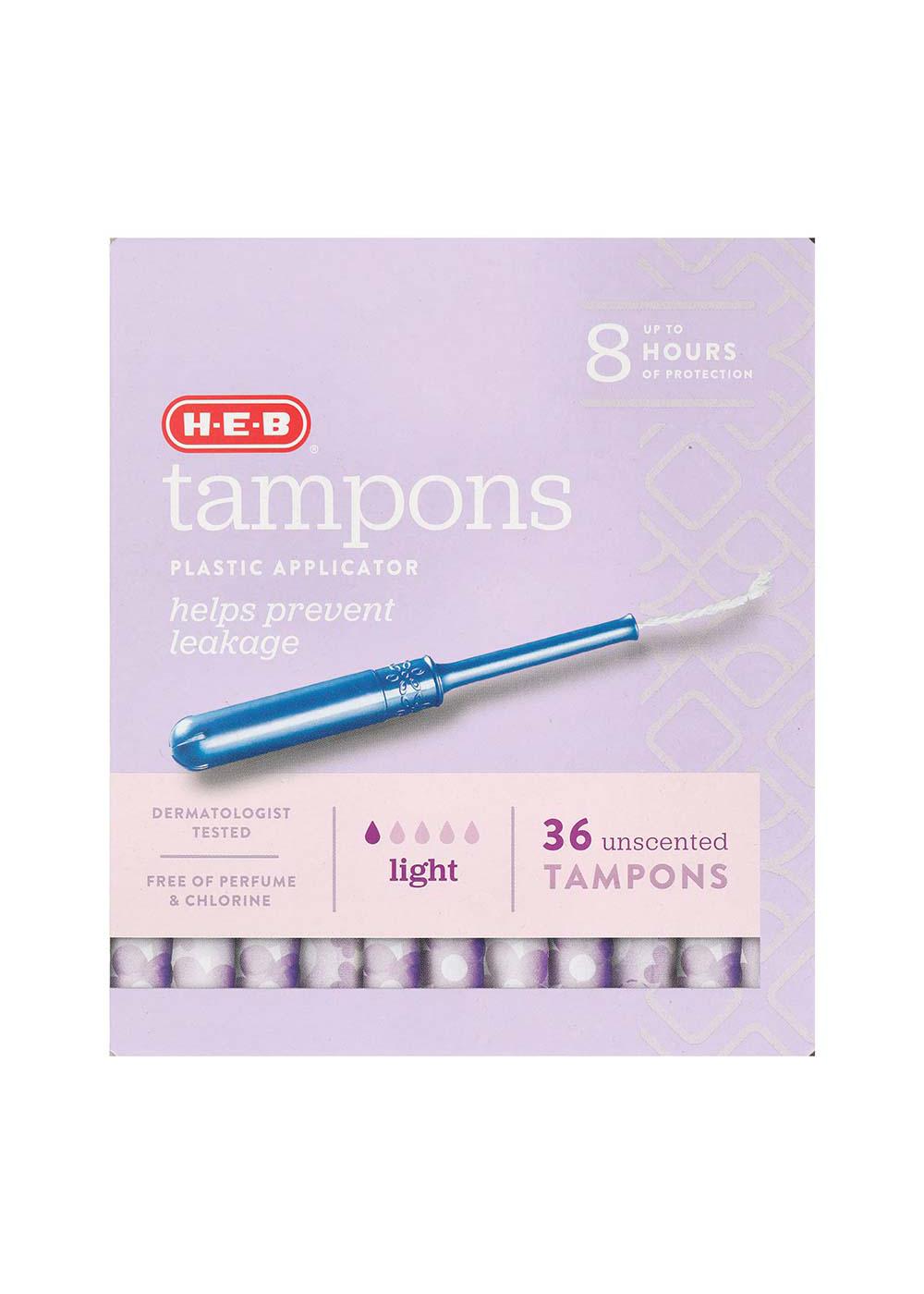 H-E-B Plastic Applicator Unscented Tampons – Light Absorbency; image 1 of 4