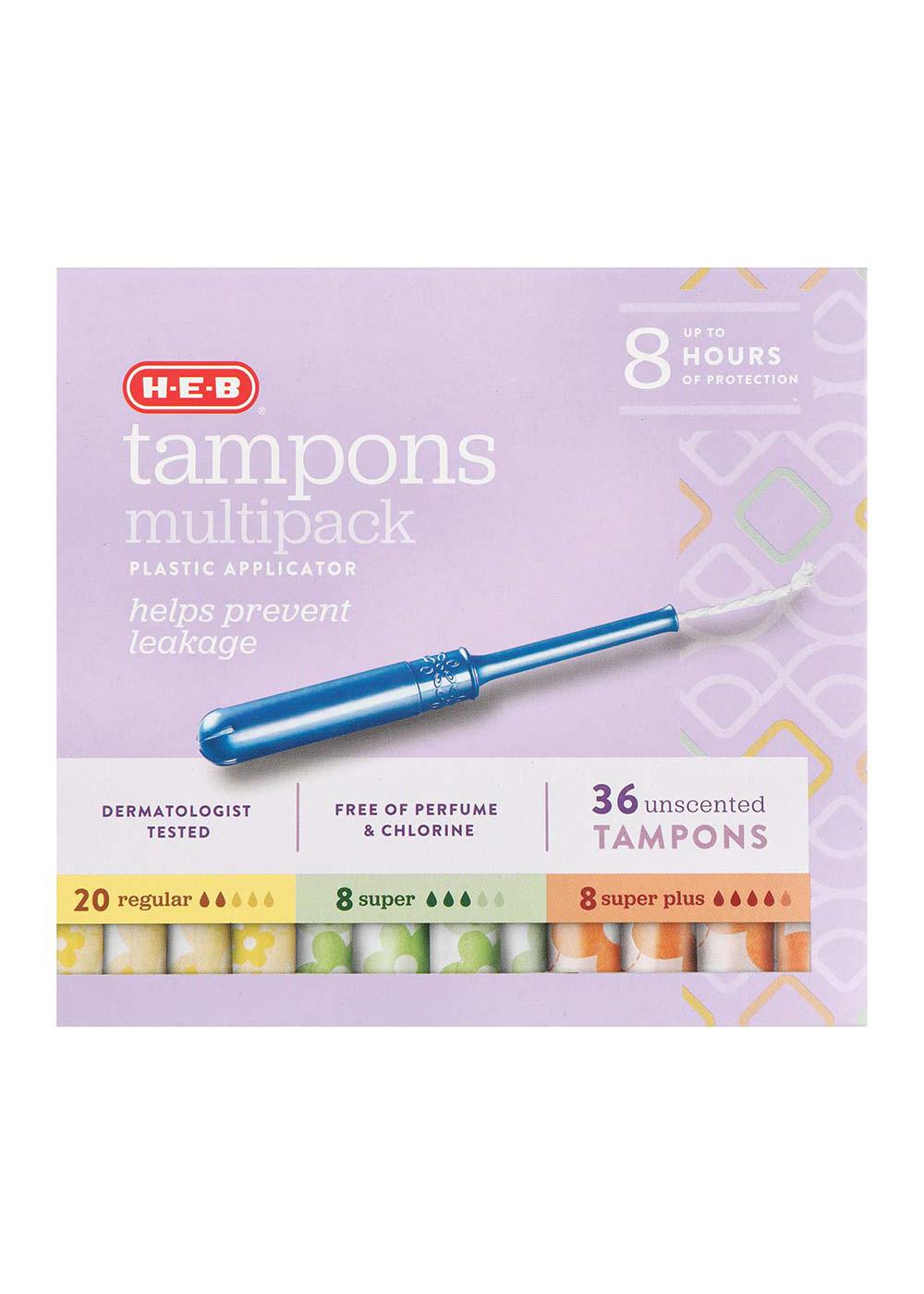 H-E-B Plastic Applicator Unscented Tampons – Absorbency Multipack; image 1 of 4