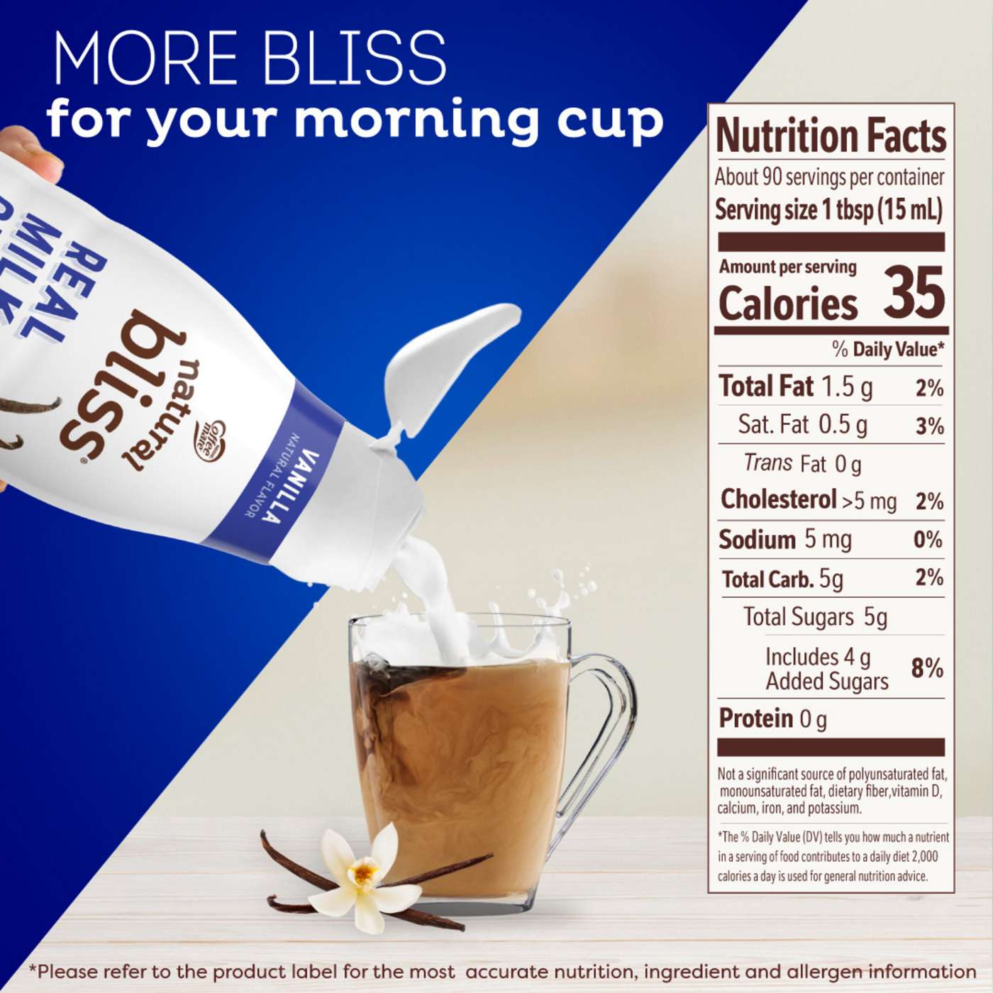 Coffee Mate Natural Bliss Vanilla Real Milk and Cream Coffee Creamer, 46 fl  oz - Foods Co.