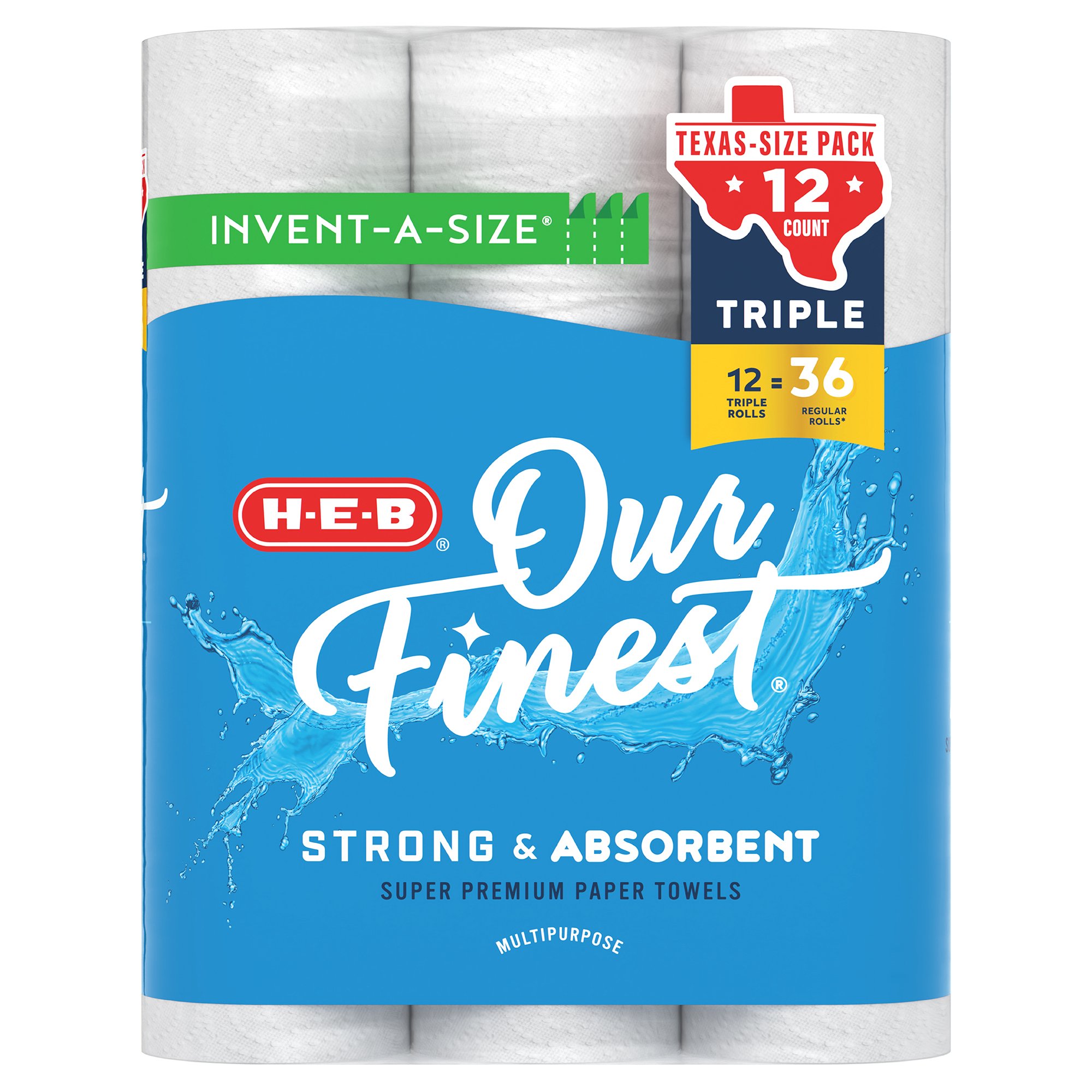 H-E-B Our Finest Invent-A-Size Triple Roll Paper Towels - Shop Paper ...