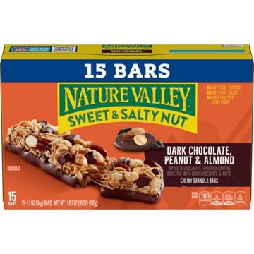 Nature Valley Sweet & Salty Nut Dark Chocolate Peanut and Almond Granola Bars, 15 ct