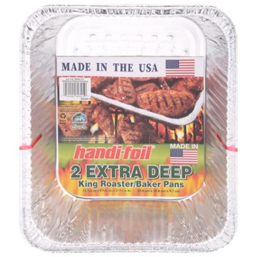 Handi-Foil Extra Deep King Roaster-Baker Pans, 2 pk, 11.75" x 9.4" x 3.8"
