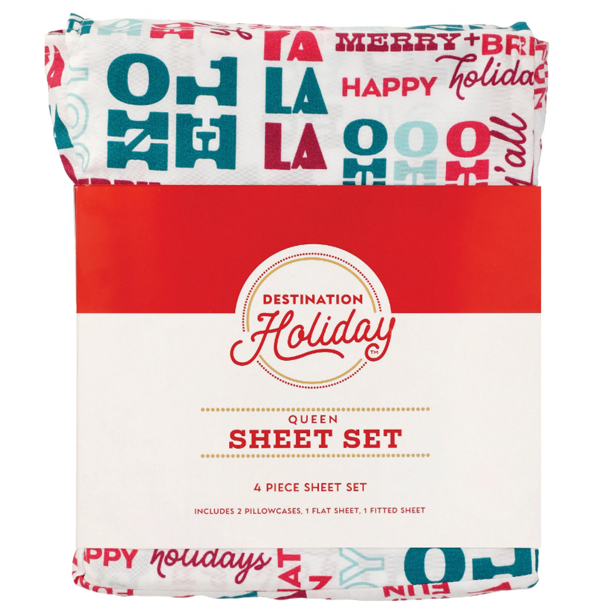 Destination Holiday Christmas Sayings Cotton Sheet Set Queen Shop