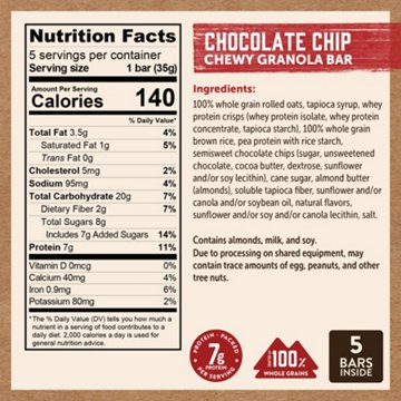 Kodiak 7g Protein Chewy Granola Bars - Chocolate Chip, 5 ct