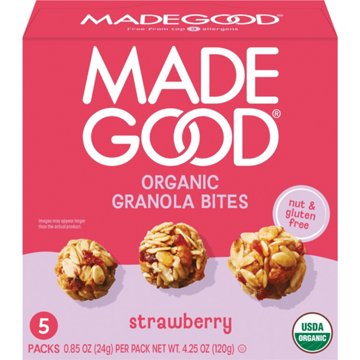 MadeGood Organic Granola Bites - Strawberry, 5 ct
