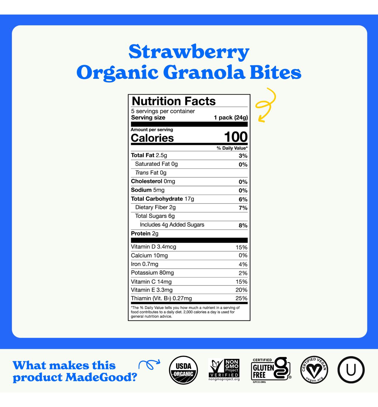 MadeGood Organic Granola Bites - Strawberry; image 3 of 9