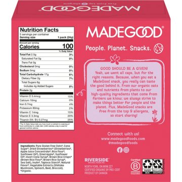 MadeGood Organic Granola Bites - Strawberry, 5 ct