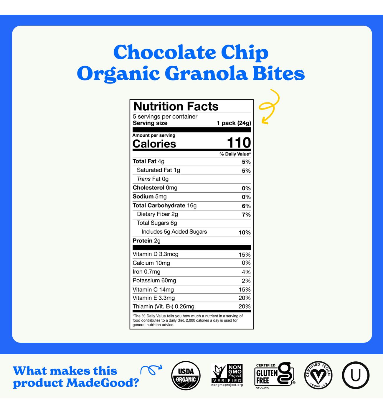 MadeGood Organic Granola Bites - Chocolate Chip; image 5 of 9