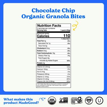MadeGood Organic Granola Bites - Chocolate Chip, 5 ct