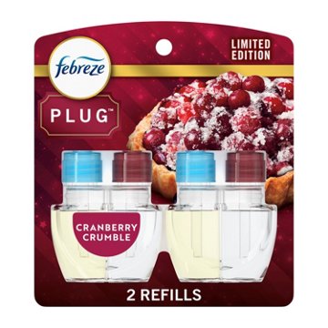 Febreze Odor-Fighting Fade Defy PLUG Air Freshener Oil Refill - Cranberry Crumble, 2 ct