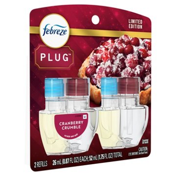 Febreze Odor-Fighting Fade Defy PLUG Air Freshener Oil Refill - Cranberry Crumble, 2 ct