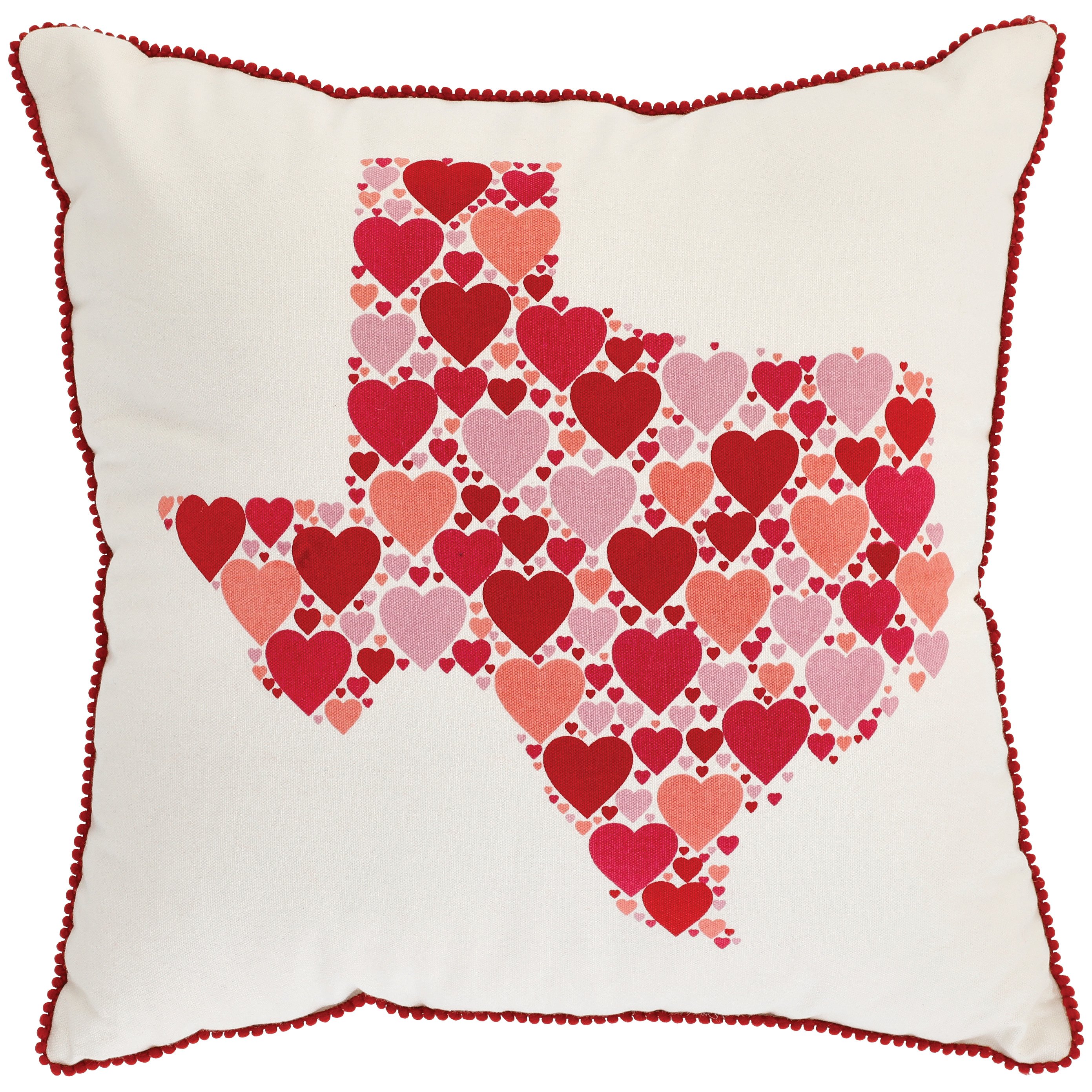 Destination Holiday Texas Hearts Square Valentine Decorative Throw