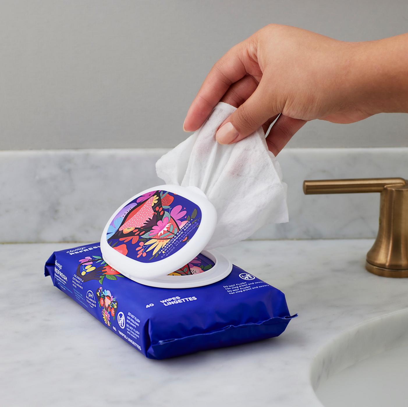 Always Refresh Cleansing Wipes for Intimate Skin, Fragrance-Free; image 3 of 10