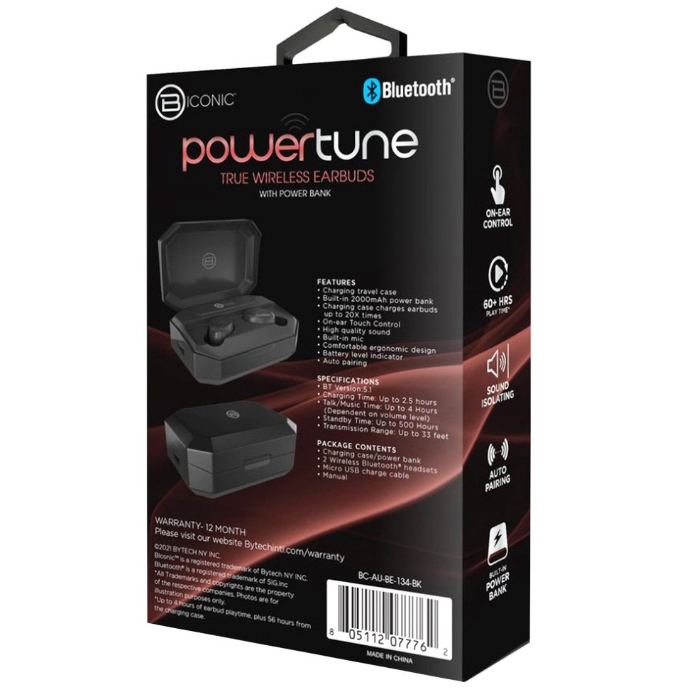 Biconic PowerTune True Wireless Earbuds With Power Bank - Black - Shop ...