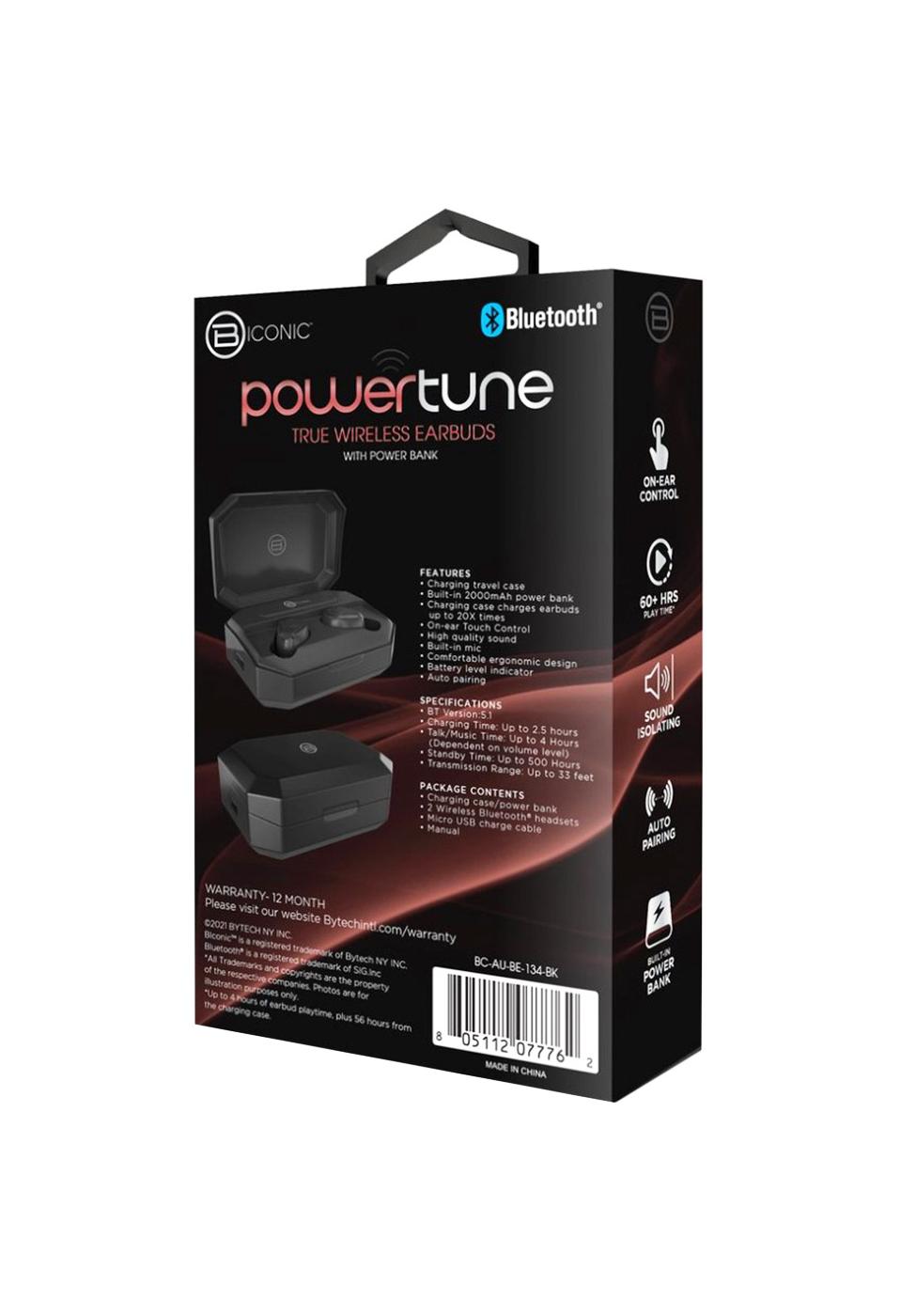 Biconic PowerTune True Wireless Earbuds with Power Bank - Black; image 2 of 2