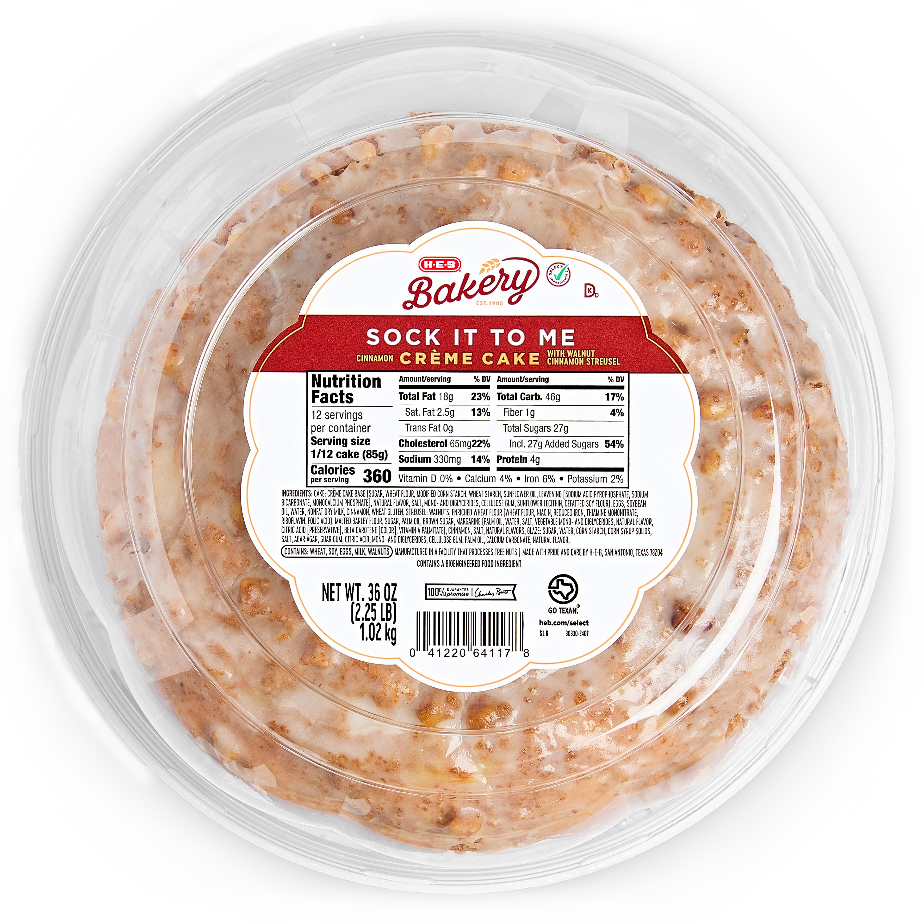 H-E-B Bakery Sock It To Me Crème Cake, 36 oz