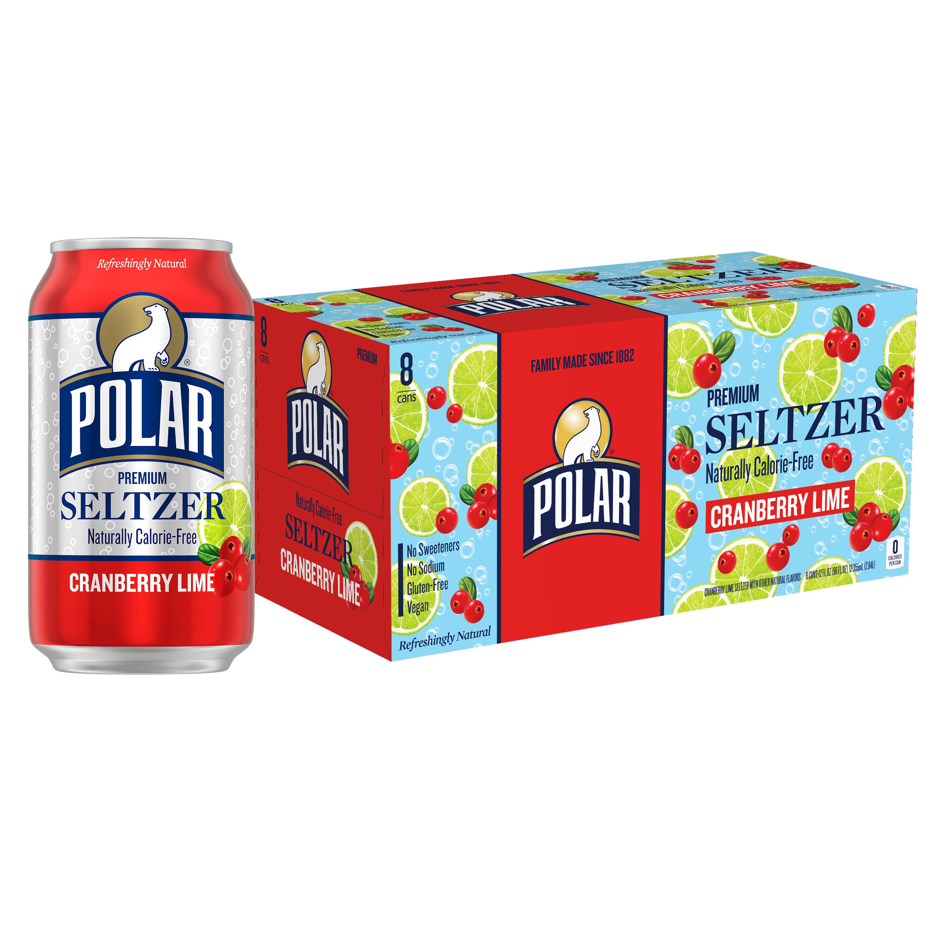 Polar Seltzer Water Cranberry Lime 12 oz Cans Shop Water at HEB