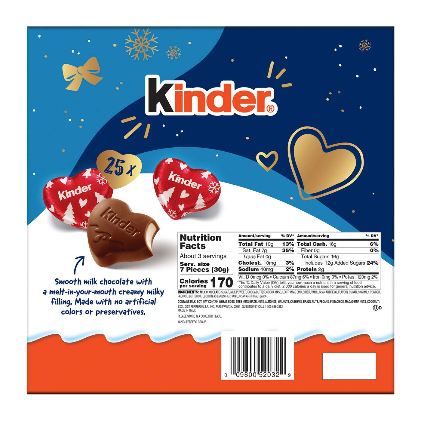 Kinder Milk Chocolate Hearts Christmas Candy; image 4 of 6